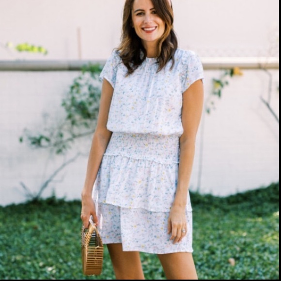 Gibsonlook THE MILLER AFFECT HIGH NECK RUFFLE DRESS size L color toscana white - Picture 2 of 16